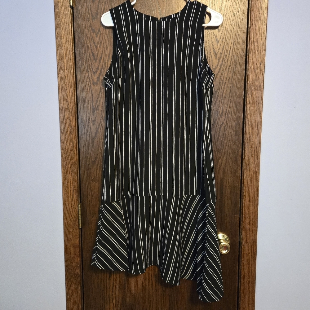 Who What Wear Assymetrical Striped Black And White Dress